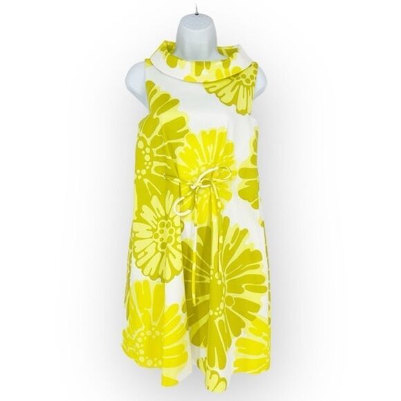 TRINA TURK Dress NWT Daisy Thoreau Yellow and White style# 2304310PW1- size XS - Picture 4 of 10